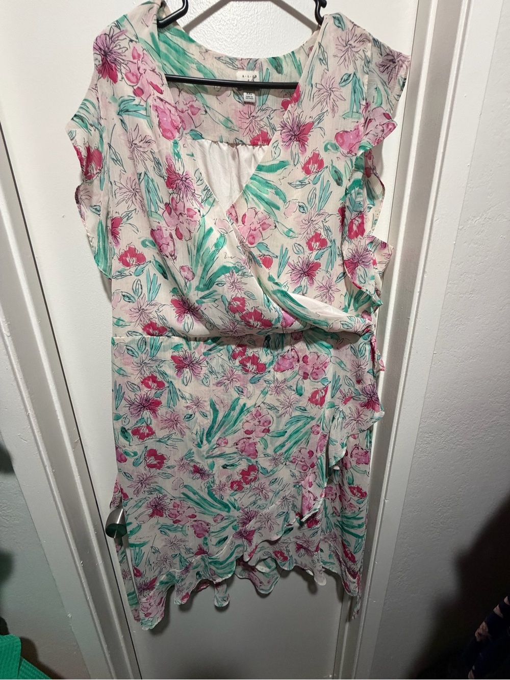 a new day Pink & Green Floral Wrap Maxi Dress
